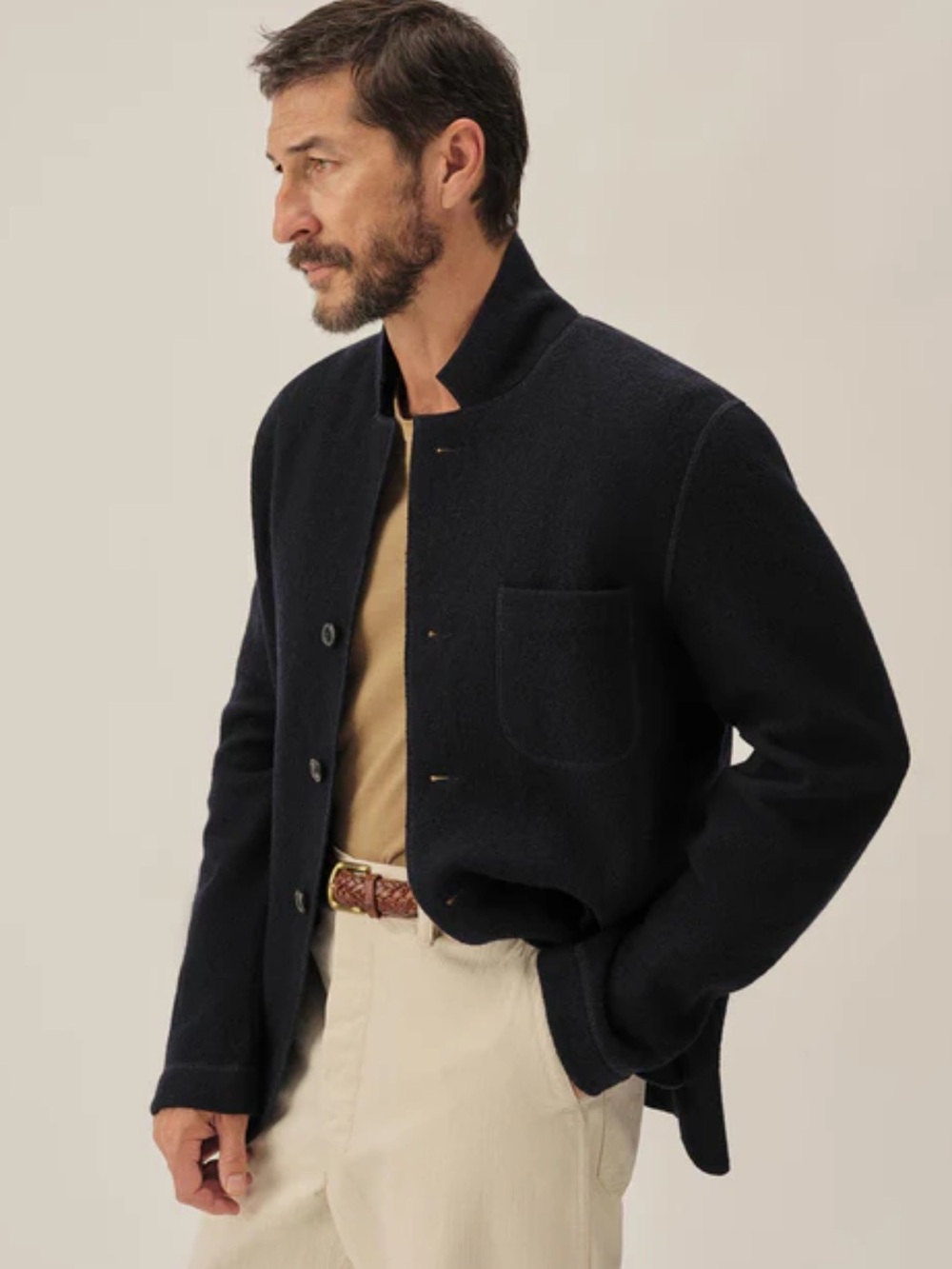 Buck Mason Navy Blue Felted Wool Chore Coat